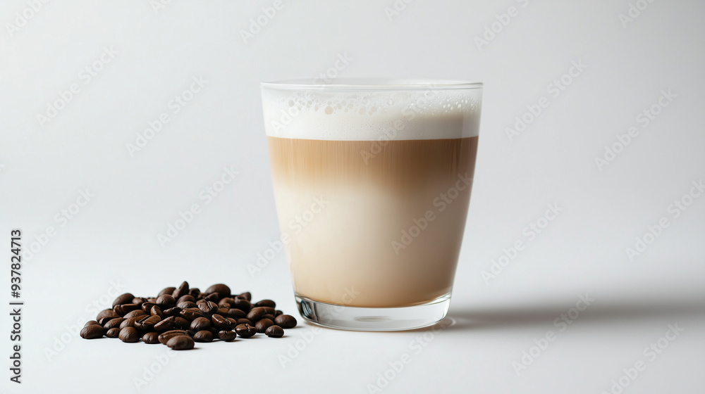 The photo of coffee cup various menu surrounded by coffee beans on a white background The photo of coffee cup various menu surrounded by coffee beans on a white background