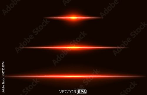 Laser light beam on black background. Vector illustration