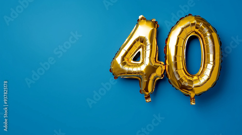 A golden foil balloon shaped like the number 