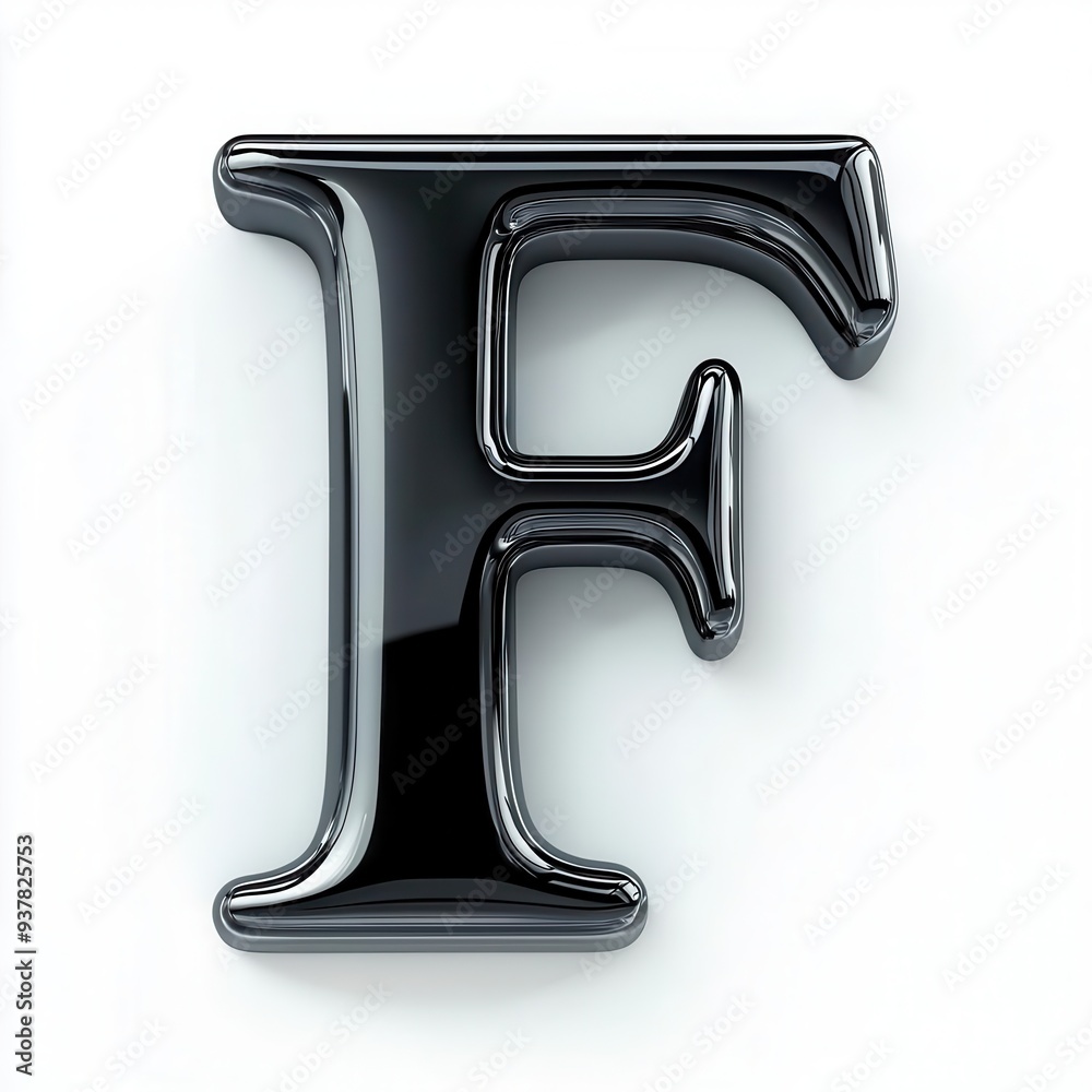 Shiny black 3D letter F, isolated on white background. Shiny black 3D letter F, isolated on white background.
