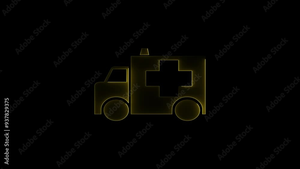 Ambulance icon animation and black background. Ambulance icon animation and black background.