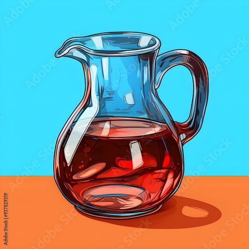 A COLORFUL CARTOON STYLE WINE PITCHER photo