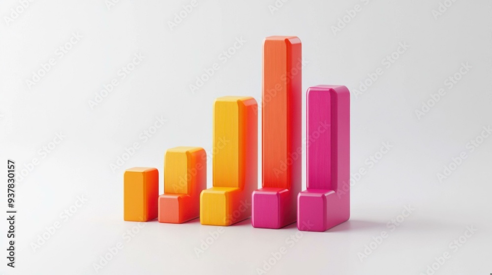 Colorful 3D Bar Chart Representing Business Growth and Analytics Insights Colorful 3D Bar Chart Representing Business Growth and Analytics Insights