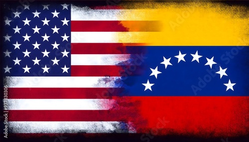 Flags of the USA and Venezuela