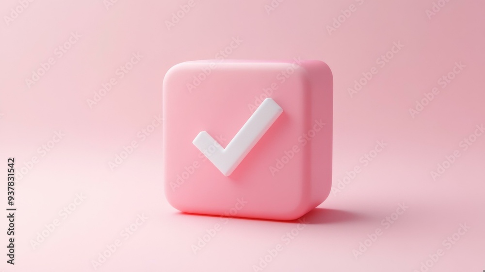 Stylish Pink Checkmark Icon for Modern Design and Branding Solutions Stylish Pink Checkmark Icon for Modern Design and Branding Solutions