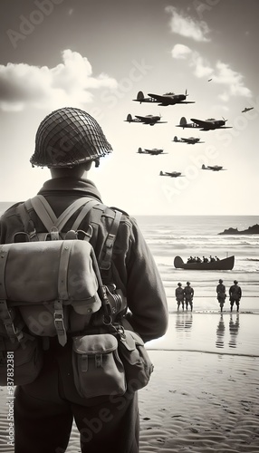 American soldier on the beaches of D-Day