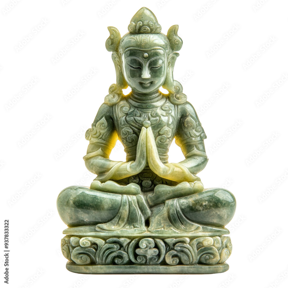 Jade carved god, cut background, ready to use Jade carved god, cut background, ready to use