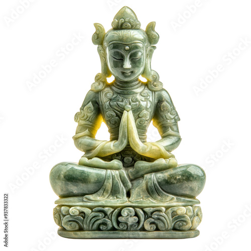 Jade carved god, cut background, ready to use