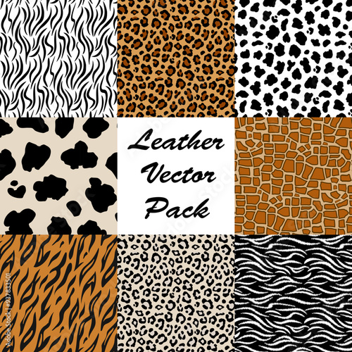 Set of abstract spotted patterns.Collection of seamless color patterns with animal skins prints.