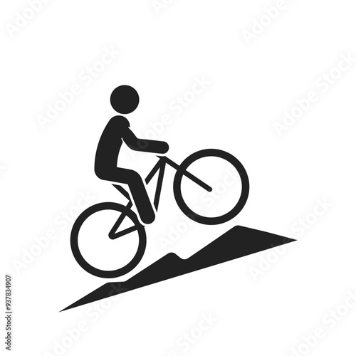 Isolated Pictogram Sport Sign Mountain Bike, MTB, Free Stye Cycling