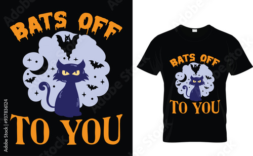 Bats Off To You halloween t shirt design tempate