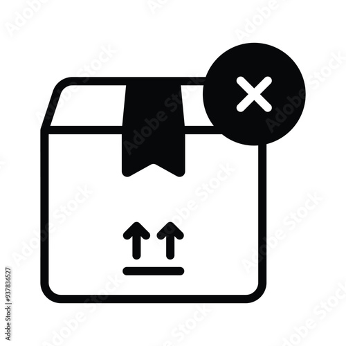Parcel with cross sign showing concept icon of rejected order