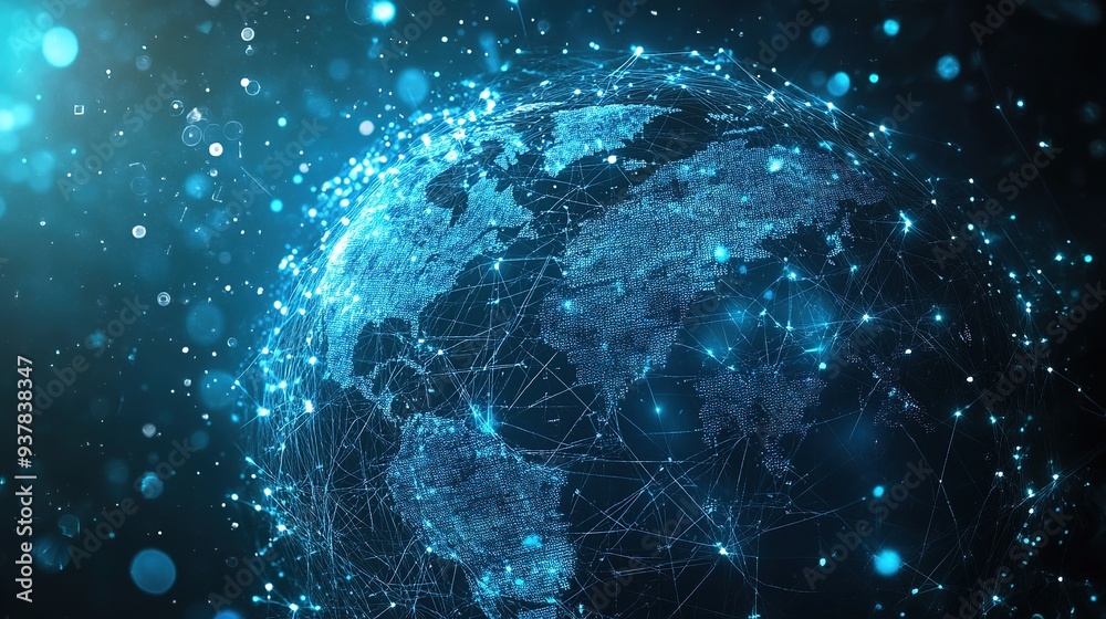 Business growth and global network connections with AI and data technology, futuristic concept, copy space Business growth and global network connections with AI and data technology, futuristic concept, copy space