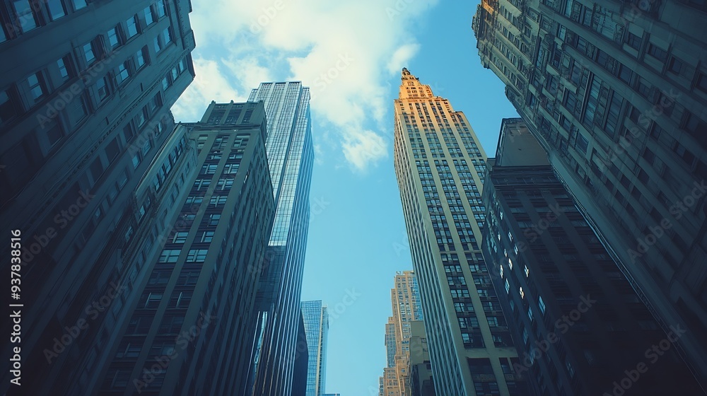 Fototapeta premium View of highrise skyscrapers in Manhattan New York United States : Generative AI