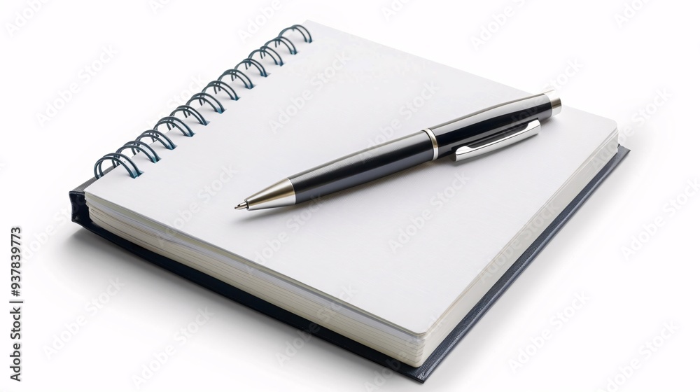 Spiral Notebook with Black Pen on Cover Spiral Notebook with Black Pen on Cover