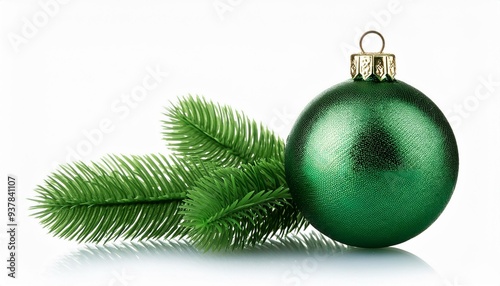 green Christmas ball isolated on white background