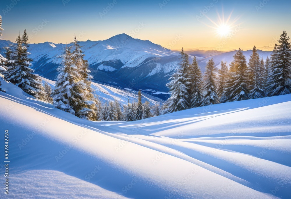 Obraz premium stunning snowy landscapes featuring pristine white majestic expansive clear skies serene natural environment, alpine, beauty, breathtaking, charm, clarity