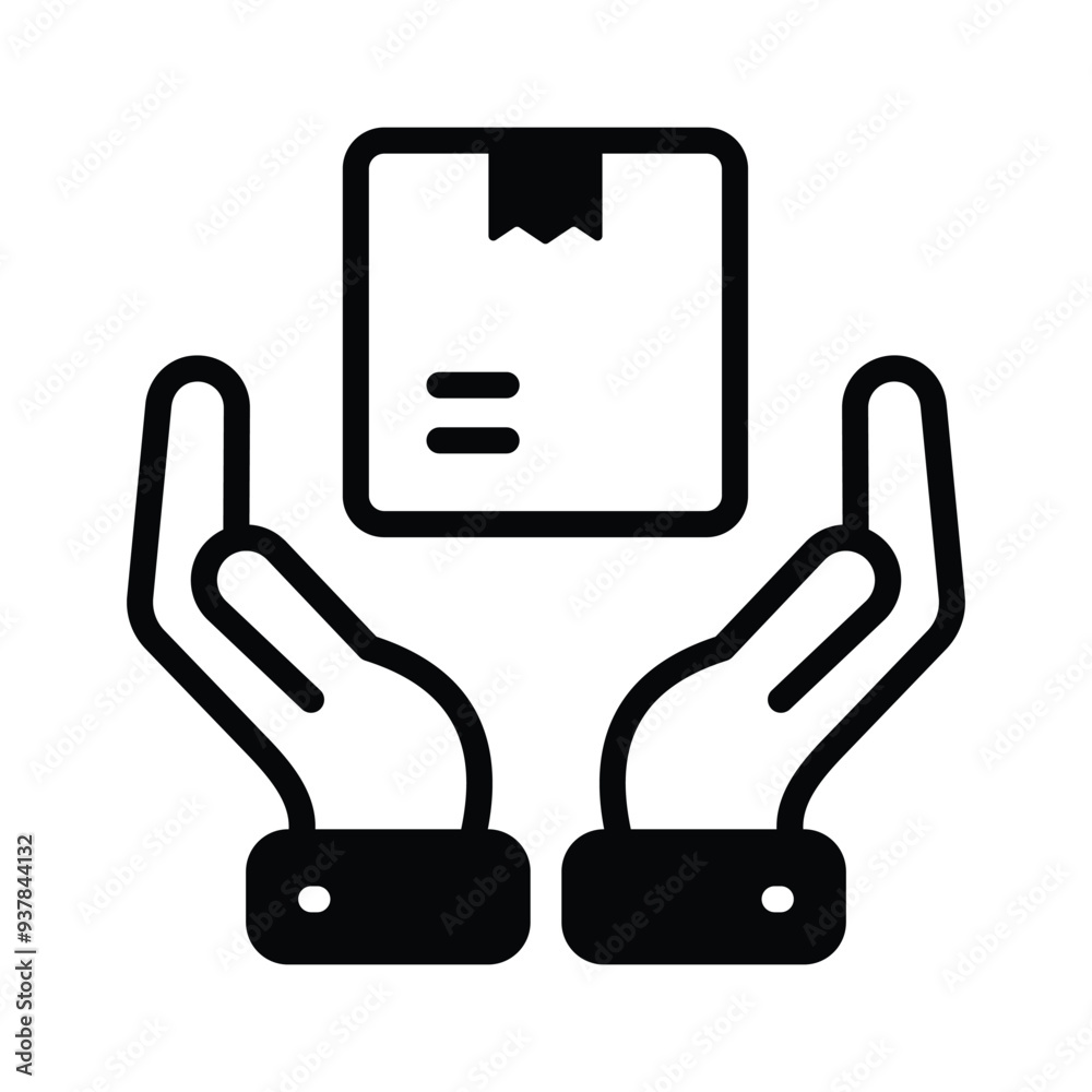 Parcel on hand showing concept icon of parcel care icon Parcel on hand showing concept icon of parcel care icon