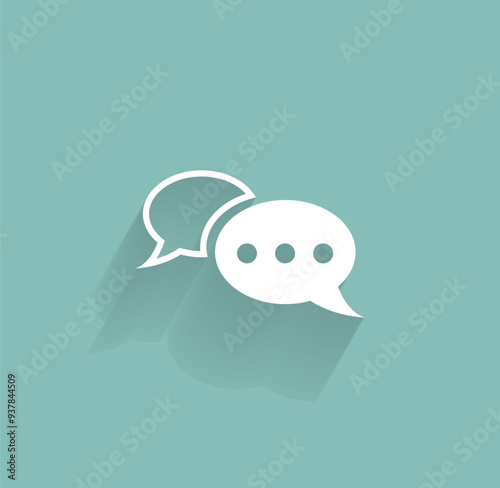 Vector icon of white color with shadow on gray-green background