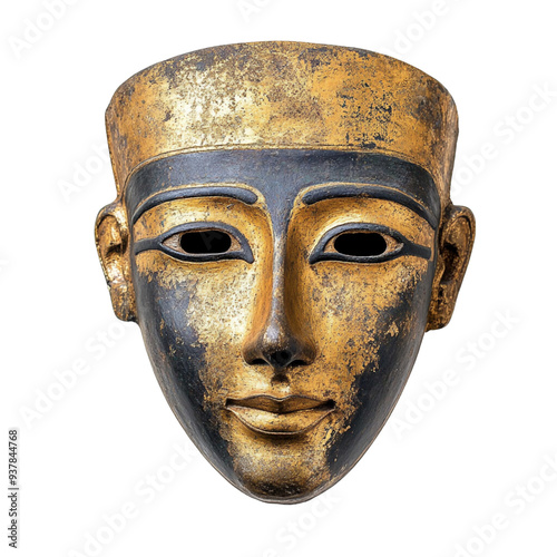 Stone carved mask, ancient art, beautiful, delicate, cut background, ready to use