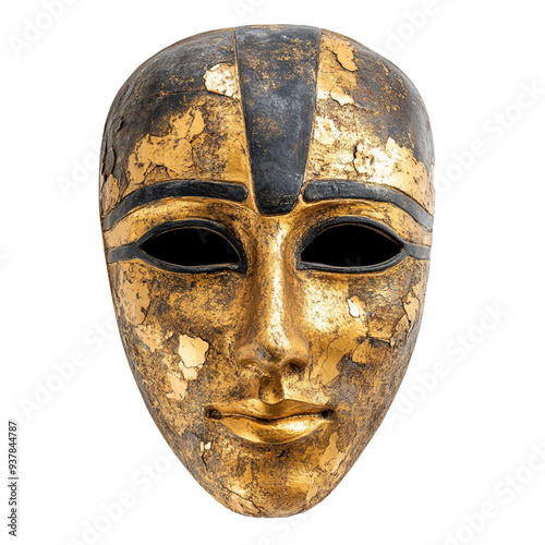 Stone carved mask, ancient art, beautiful, delicate, cut background, ready to use
