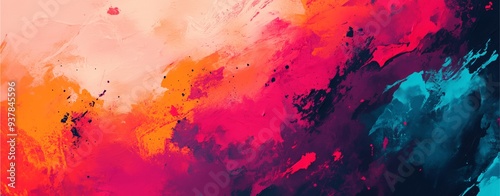 An Abstract Exploration of Color: Bold abstract painting with fiery red, orange, and dark blue brush strokes.