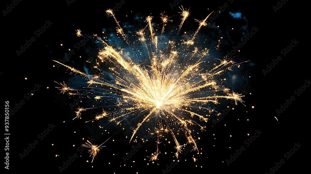 Obraz premium Dynamic fireworks lighting up the night sky ideal for designing lively and celebratory background images
