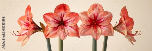 A vibrant arrangement of pink and orange amaryllis flowers showcasing their intricate petals and natural beauty.