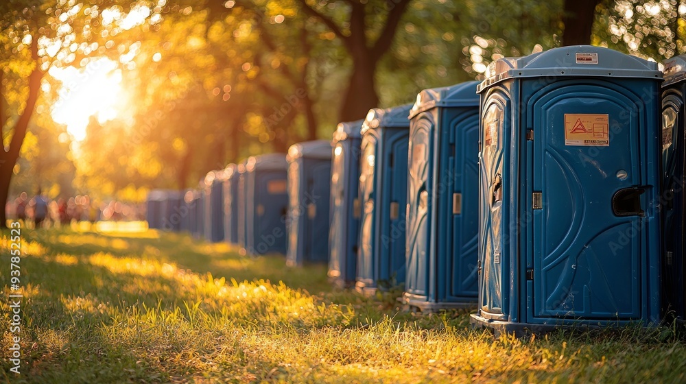 Porta Poties Lined up for an Event Porta Poties Lined up for an Event