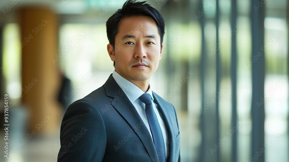Chinese businessman in a professional setting, focused and confident Chinese businessman in a professional setting, focused and confident