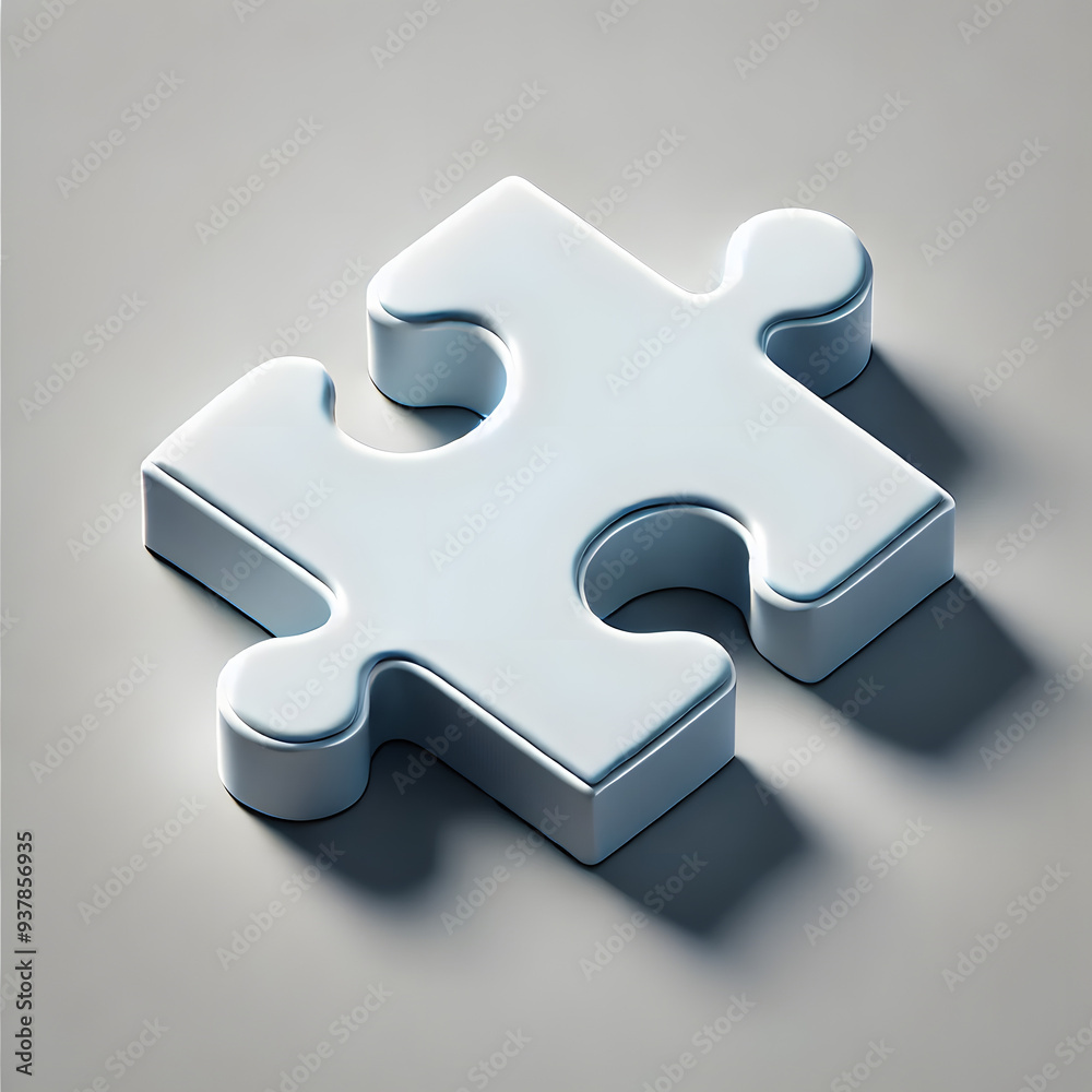 Obraz premium Single White Puzzle Piece on a Smooth Gray Surface