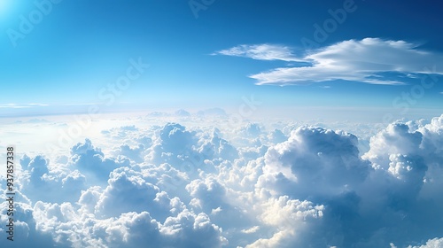 Illustrations of beautiful sky and white clouds，generated with AI.