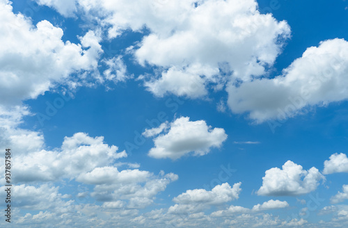 The sky is blue with many clouds