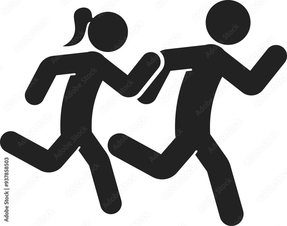 Isolated pictogram sign group of people run, running event, active sport icon symbol Isolated pictogram sign group of people run, running event, active sport icon symbol
