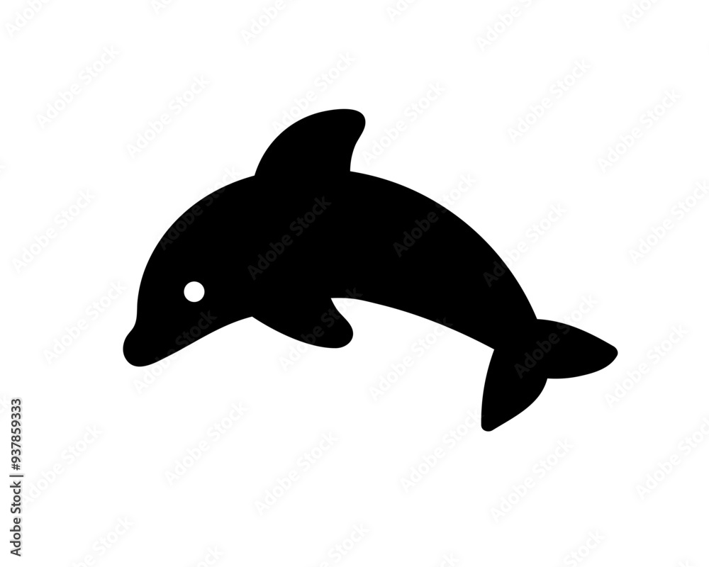 Fototapeta premium Dolphin icon. Vector black isolated dolphin illustration.