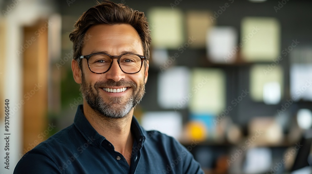 Smile confident and portrait of businessman in office with pride positive and professional attitude Happy career and male financial advisor from Canada at startup company for finance g : Generative AI
