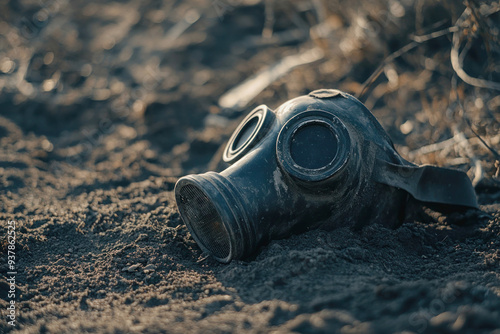 Somber Image of Gas Mask Lying in Dirt Near Chernobyl Exclusion Zone on International Chernobyl Disaster Remembrance Day