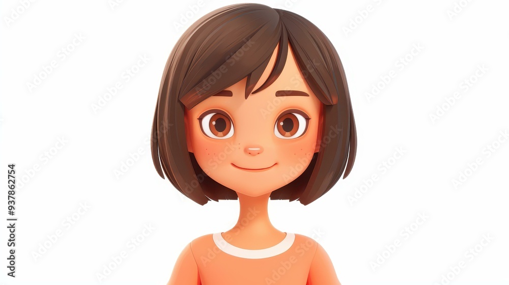 Cheerful 3D icon representing a joyful woman, showcasing positivity through modern flat design aesthetics.