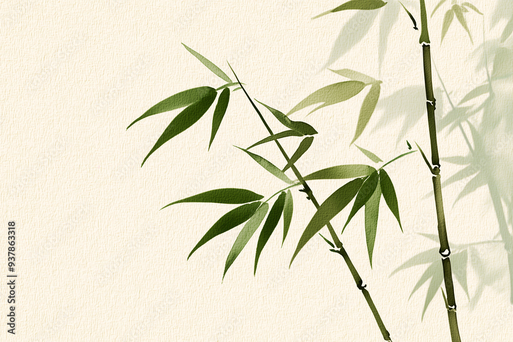 bamboo leaves on a green background bamboo leaves on a green background