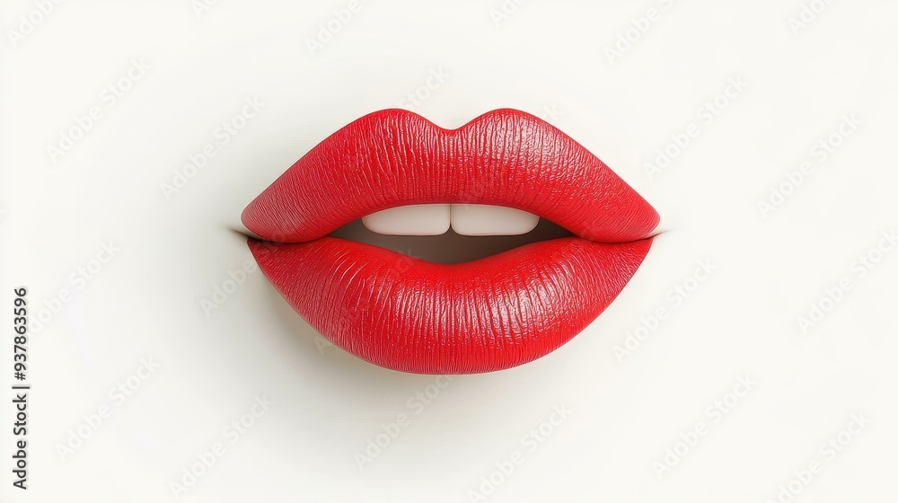 Bold and vibrant red lips pop against a sleek white background, perfect for making a striking visual statement. Bold and vibrant red lips pop against a sleek white background, perfect for making a striking visual statement.