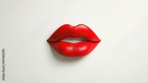 Bold and vibrant red lips pop against a sleek white background, perfect for making a striking visual statement.