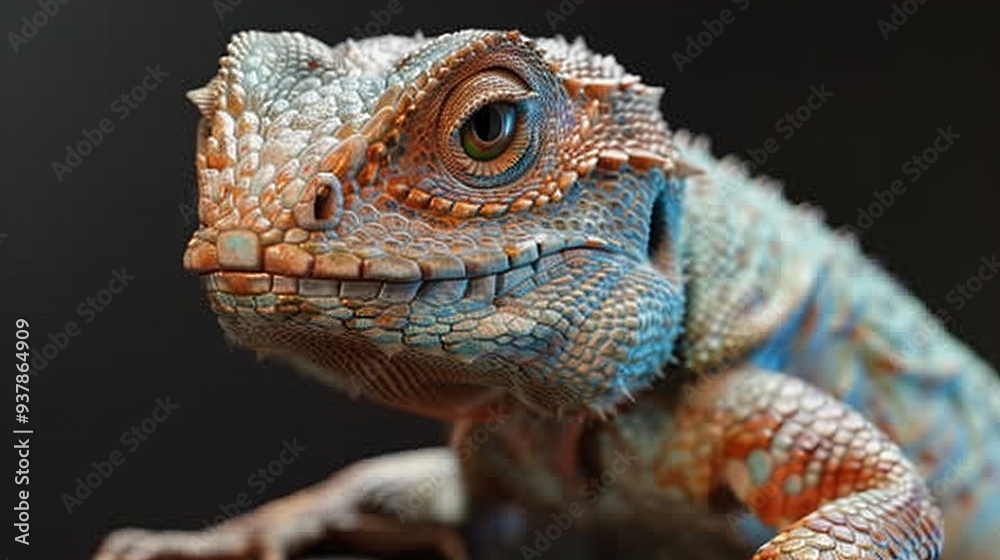 Close-Up Portrait of a Lizard with Detailed Scales Close-Up Portrait of a Lizard with Detailed Scales