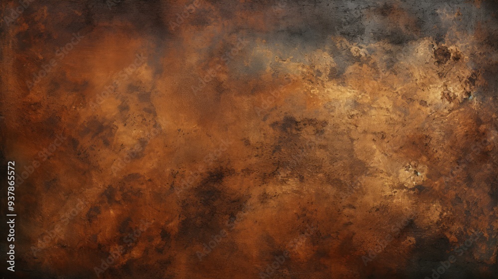 Obraz premium Dark aged brass plate texture, old metal background. Neural network ai generated art