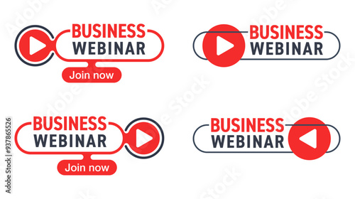 Business webinar flat catchy button