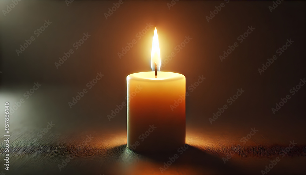 Single Lit Candle in the Dark with Soft Glow and Shadows Single Lit Candle in the Dark with Soft Glow and Shadows