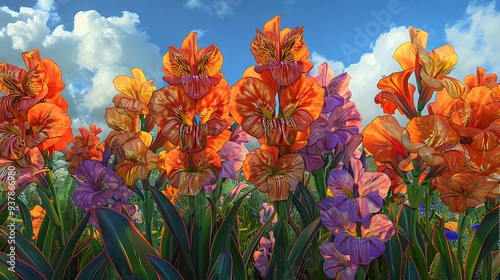 A vibrant field of colorful flowers under a bright sky, showcasing nature's beauty and diversity.