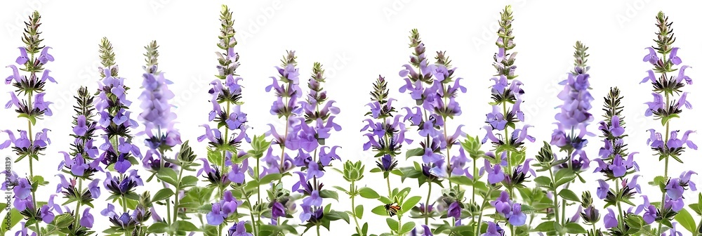 Naklejka premium A vibrant display of purple flowers in a natural setting, showcasing beauty and diversity in plant life.