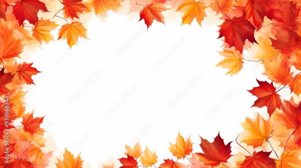 Autumn background with colored maple leaves framed Autumn background with colored maple leaves framed