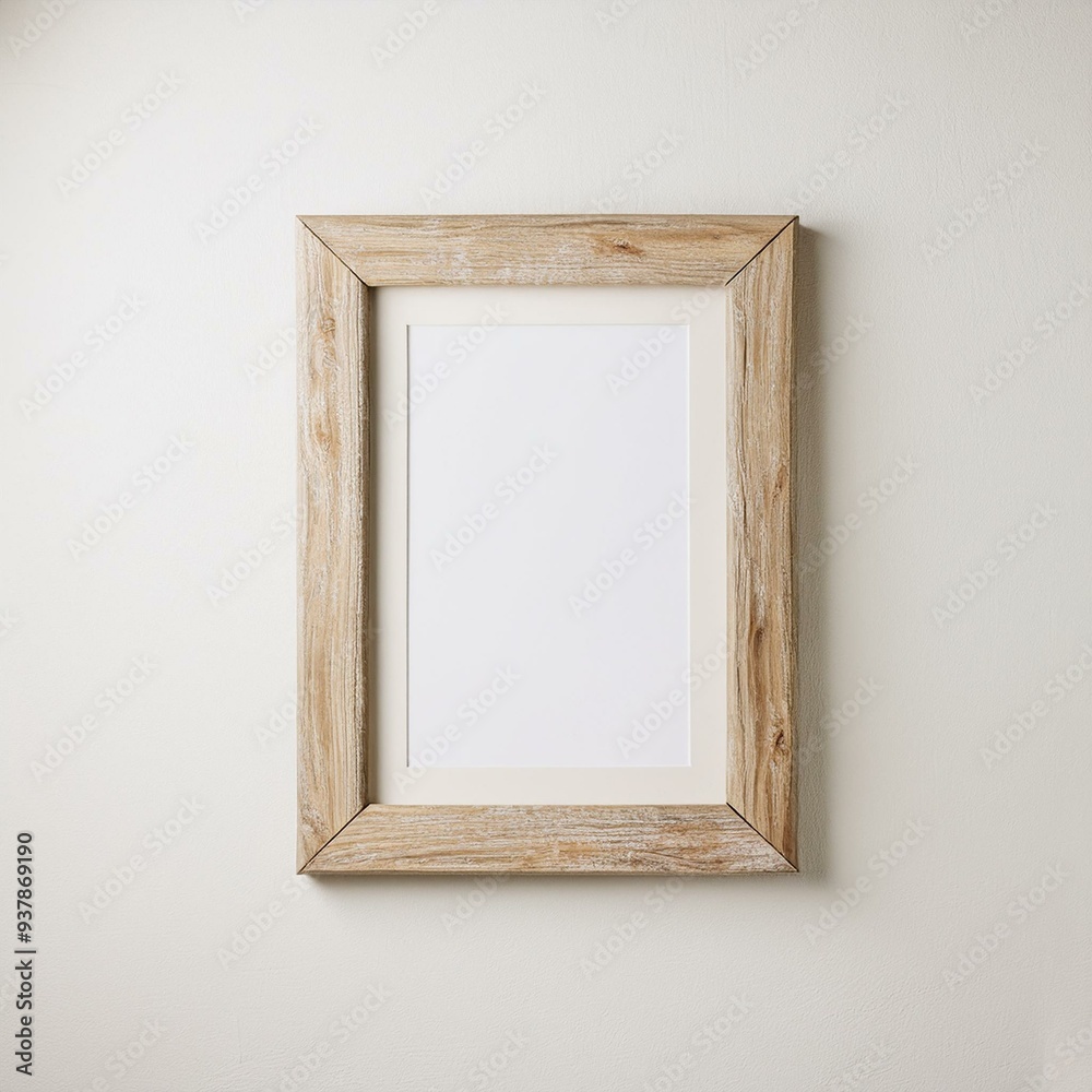 Old Wooden Frame Mockup Close-Up on White Wall Old Wooden Frame Mockup Close-Up on White Wall