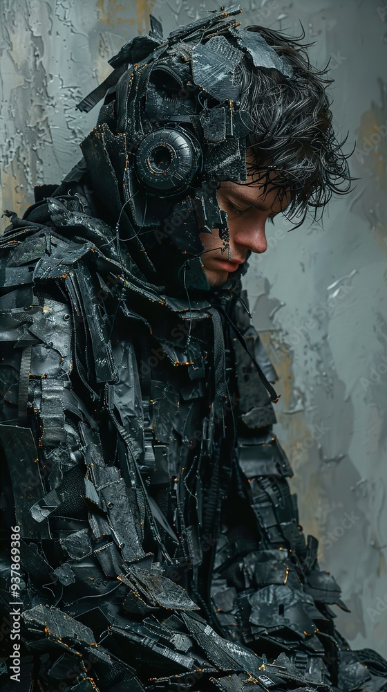 Cyberpunk Man in a Futuristic Armor Cyberpunk Man in a Futuristic Armor